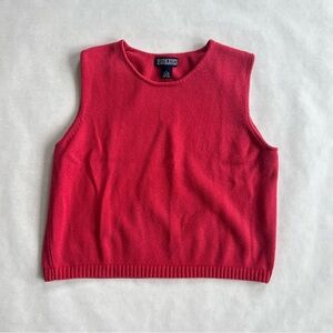 Vintage 80s Lands’ End Pink Sleeveless Cotton Knit Top Size Large
